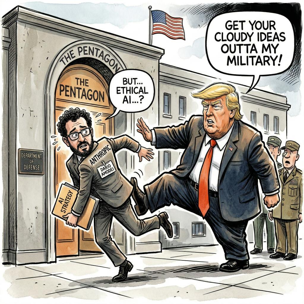AI governance cartoon — Anthropic and the Pentagon AI contract controversy